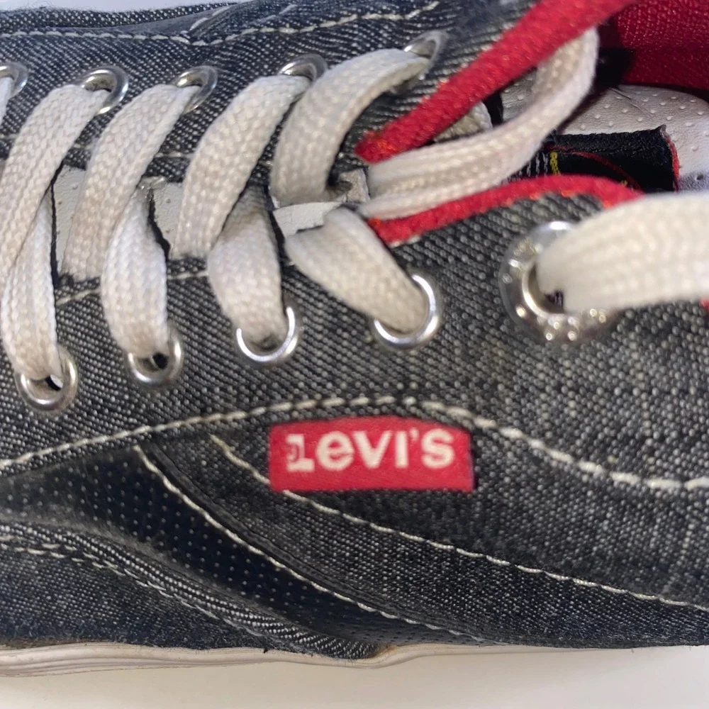 Levis‎ Mens 51935202A Denim Low Top Sneakers Navy Blue Red Size 8.5 US